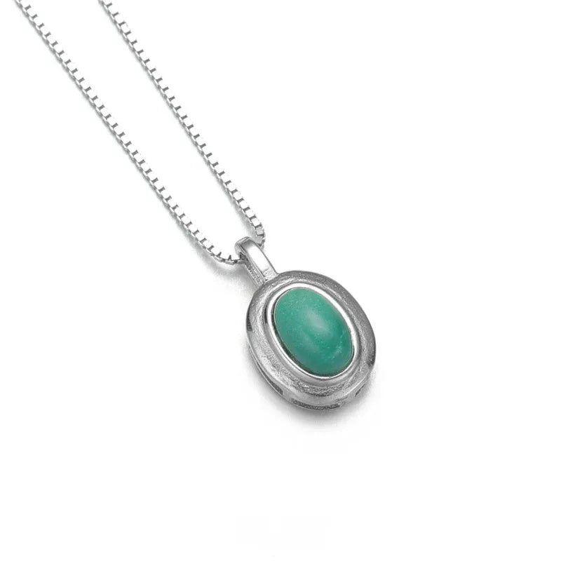 Turquoise Pendant Necklace Unisex Retro Ethnic Style - OOAKB