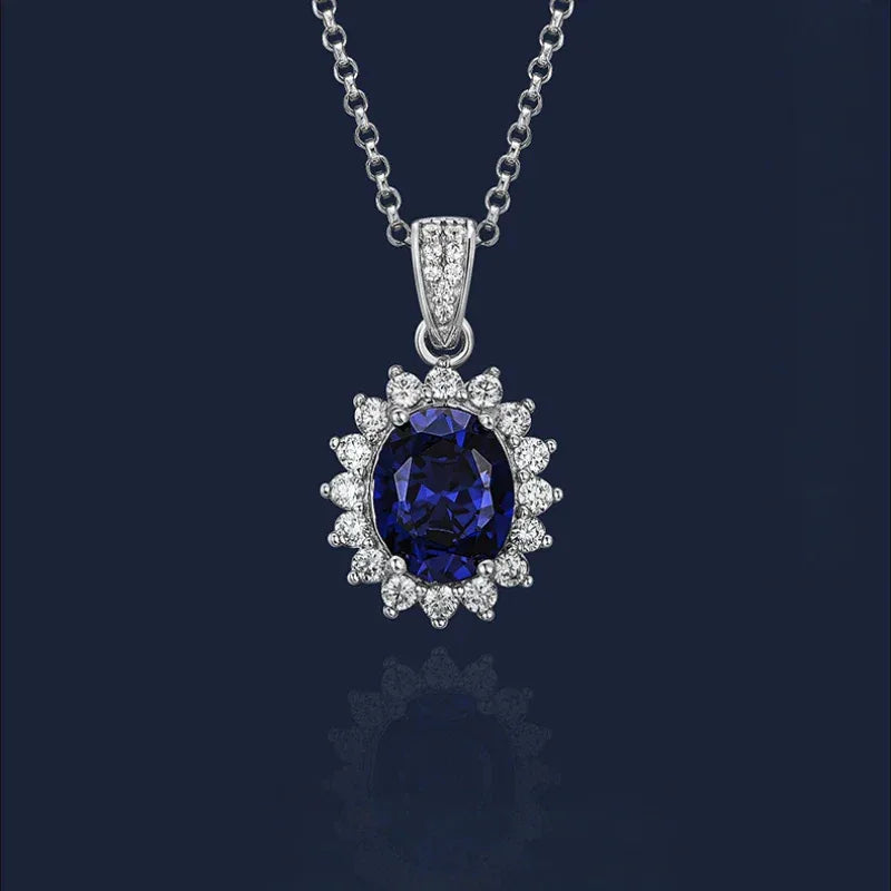 Tanzanite Pendant Necklace S925 Silver Women's Style - OOAKB