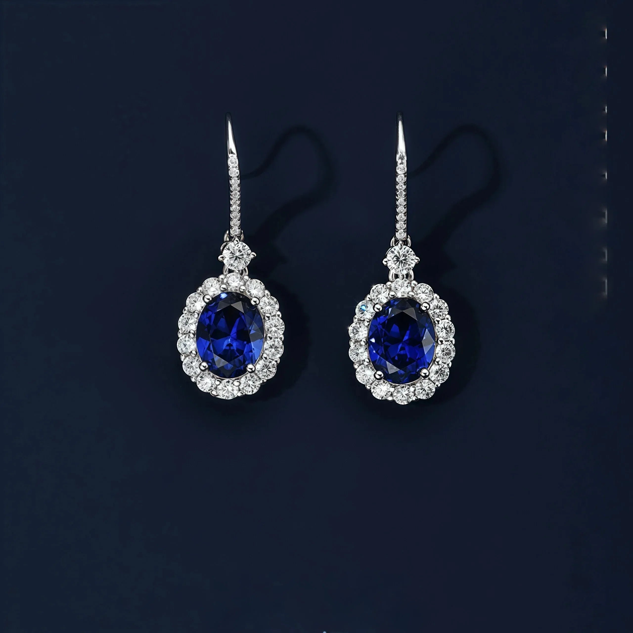 Sapphire Earrings S925 Silver Drop Earrings - OOAKB