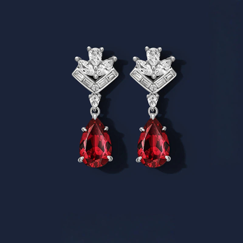 Ruby Flame of Teardrop Light Luxury Earrings