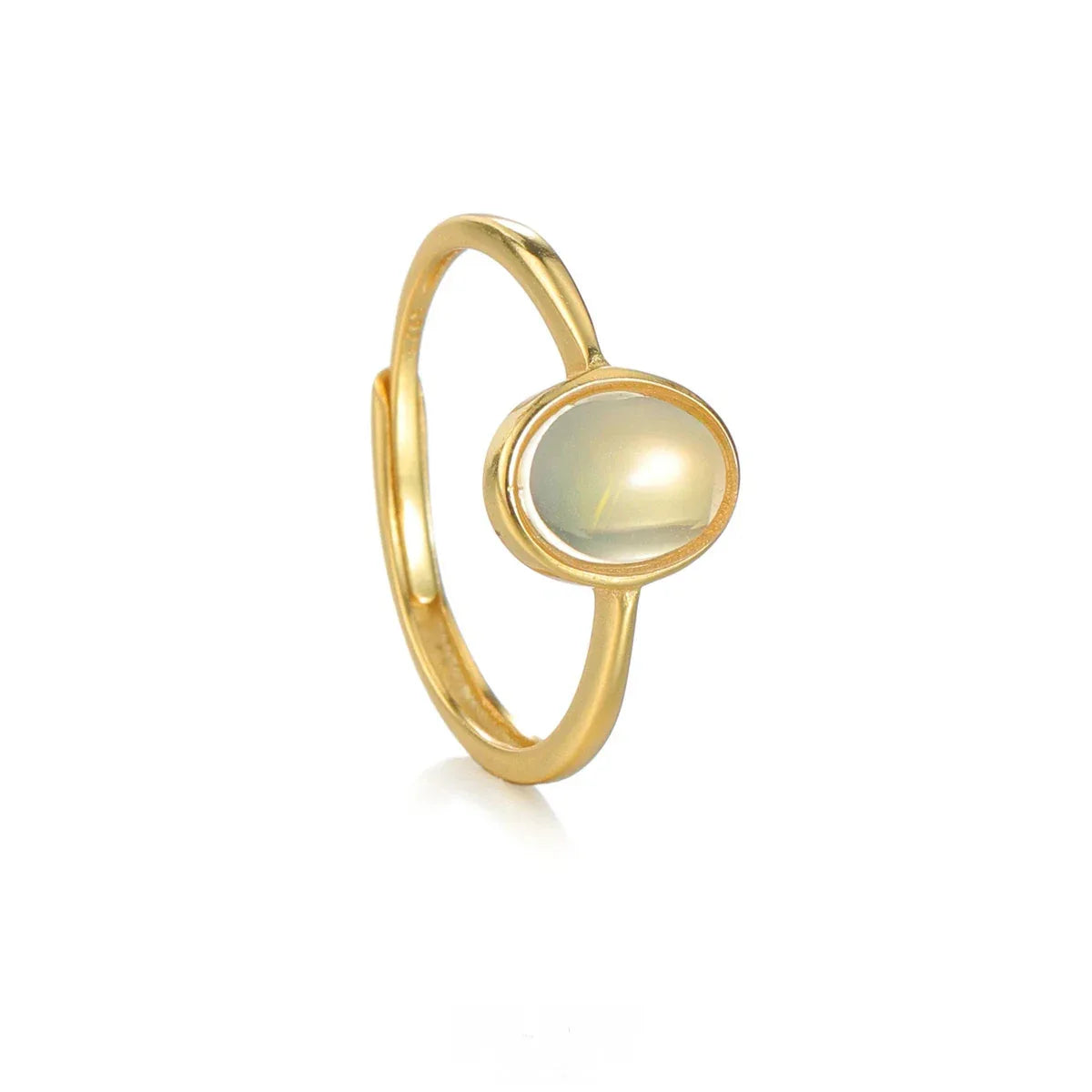 Silver Plated Gold Egg-Shaped Opal Ring - OOAKB