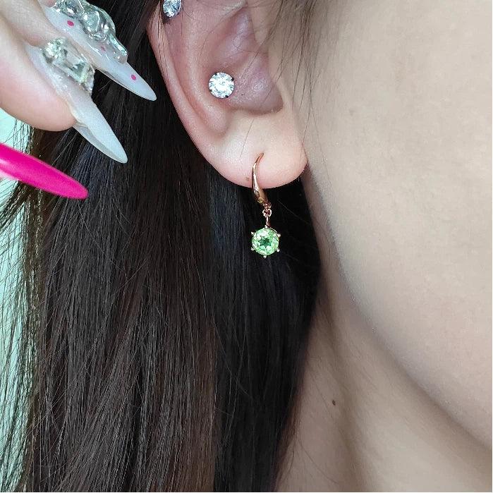Natural Peridot Retro Six-Claw Luxury Silver Ear Hooks - OOAKB