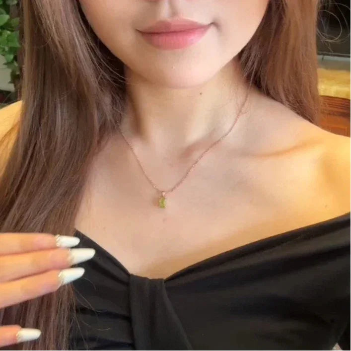 Natural Peridot Square Engravable Luxury Collar Necklace - OOAKB