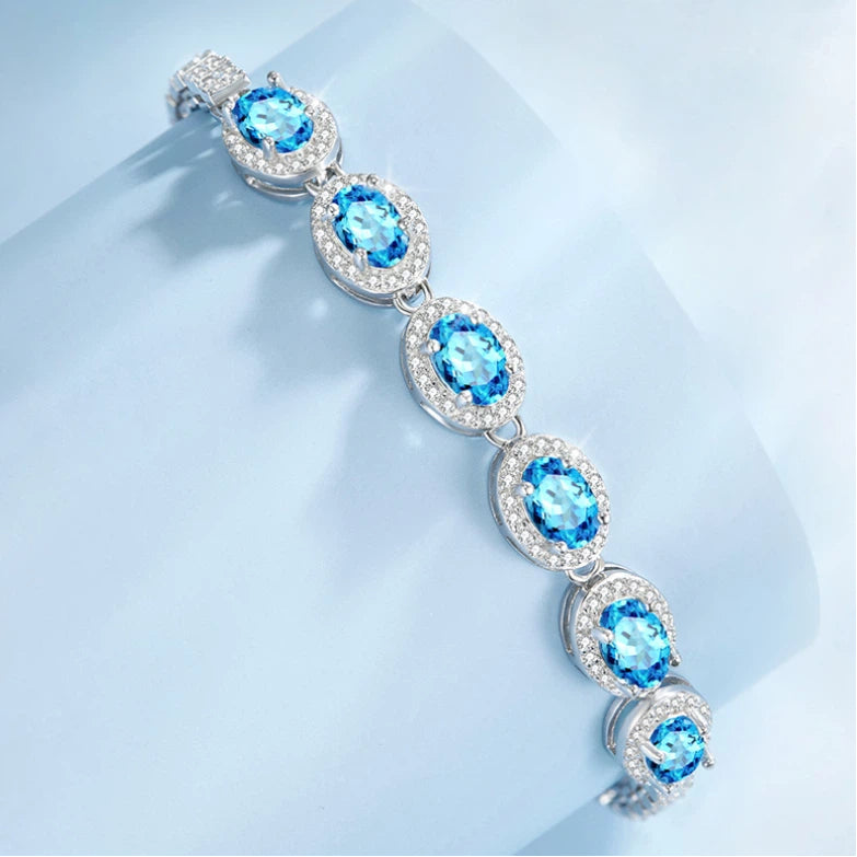Topaz S925 Silver Elliptical Bracelet