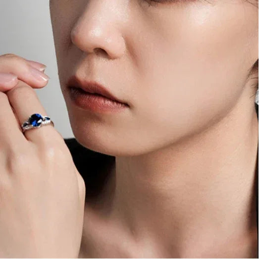 Sapphire S925 Silver Double-Side Gem Ring - OOAKB