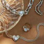 Double-Layer Beaded Heart-Shaped Pearl Collarbone Chain