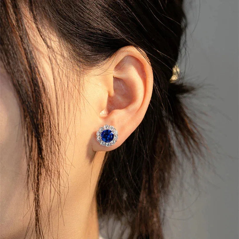Sapphire Earrings S925 Silver Drop Earrings - OOAKB