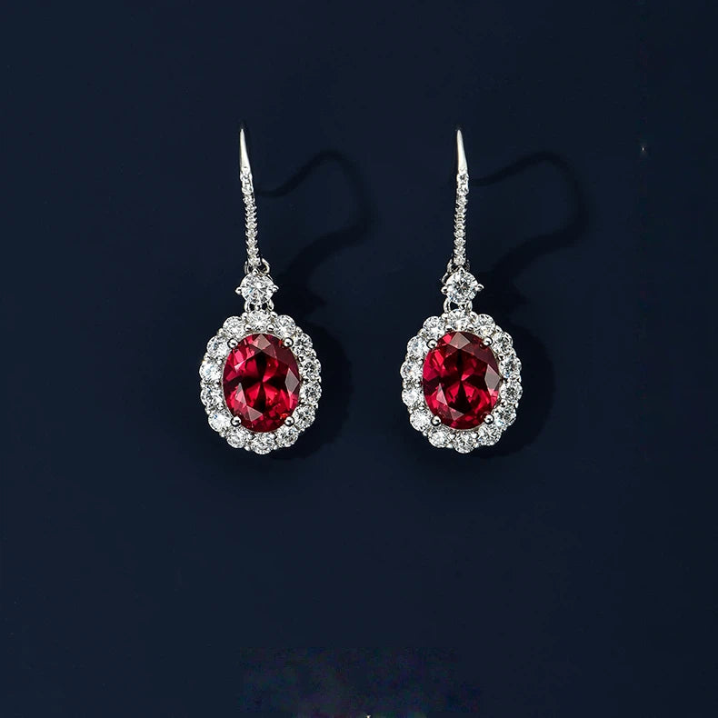 Ruby Earrings S925 Silver Drop Earrings