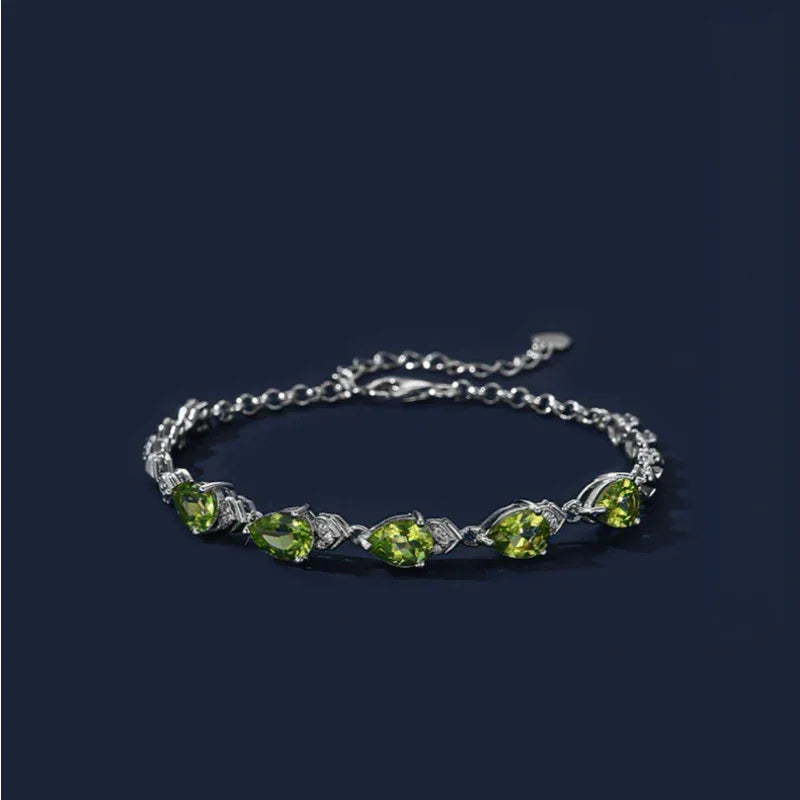 Natural Peridot S925 Silver Bracelet Women's Style - OOAKB