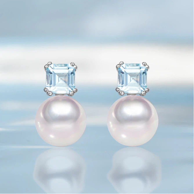Topaz S925 Silver Saltwater Pearl Earrings