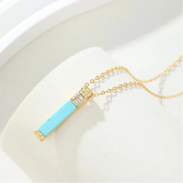 Natural Turquoise Cylindrical Luxury Necklace - OOAKB