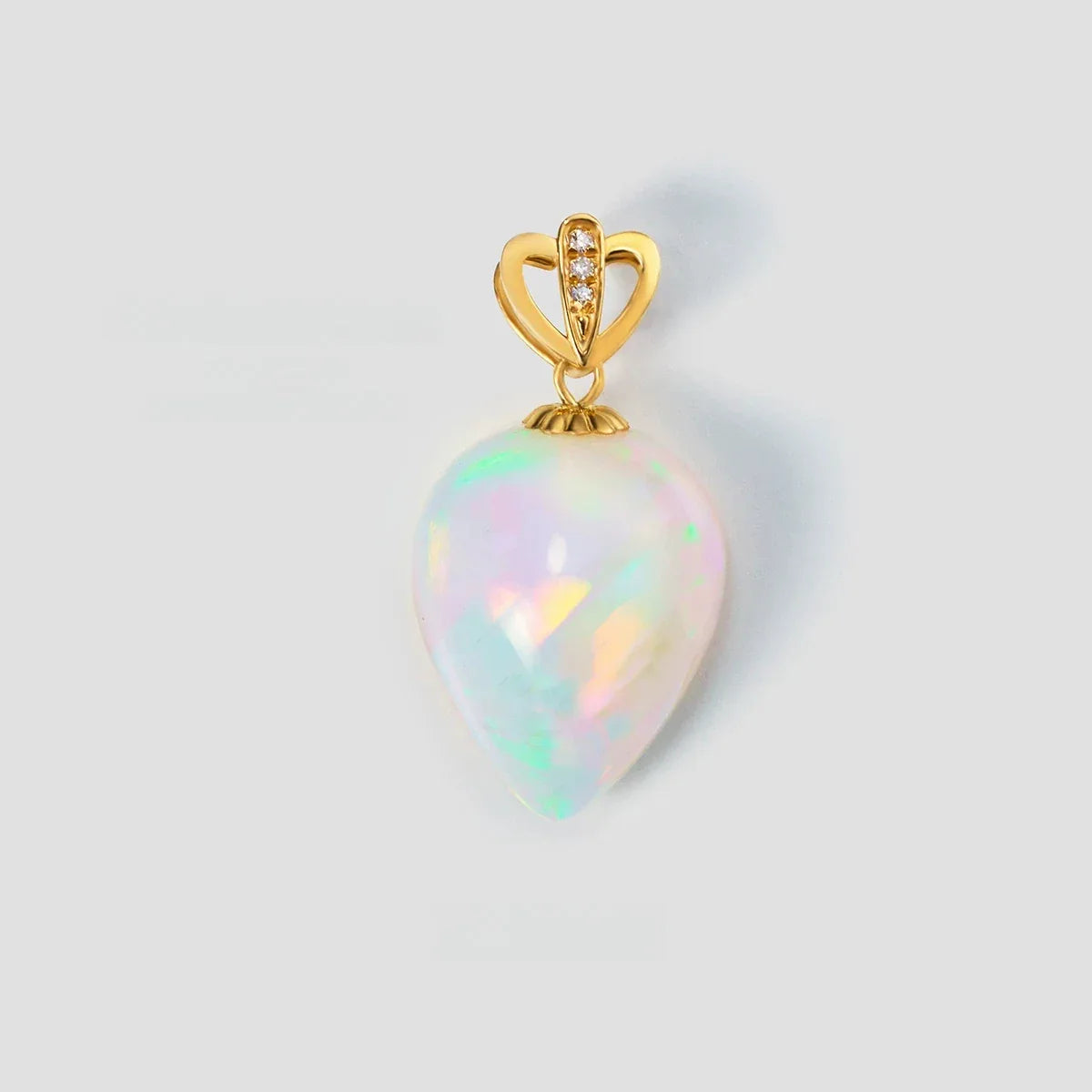 Natural Iridescent Opal 18K Clasp S925 Silver Collarbone Necklace - OOAKB