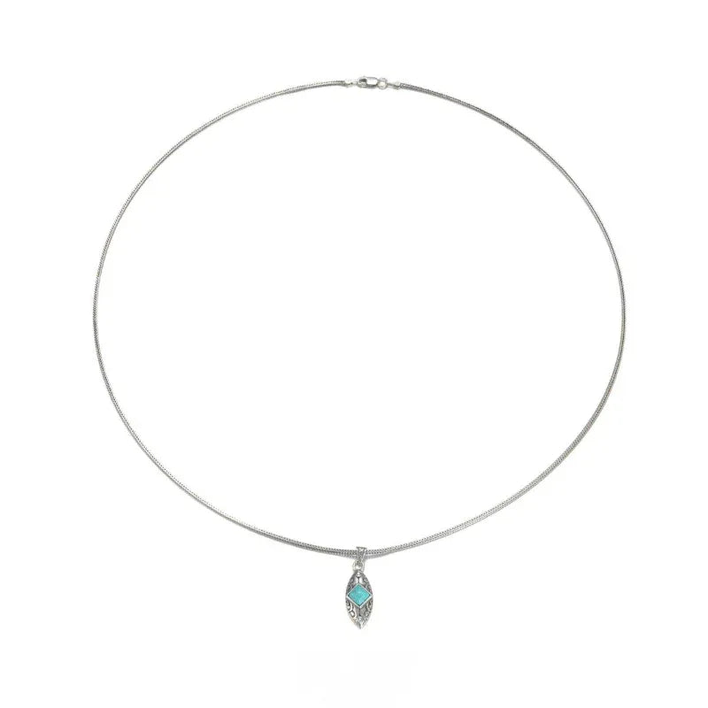 Silver Turquoise Pendant Necklace - OOAKB