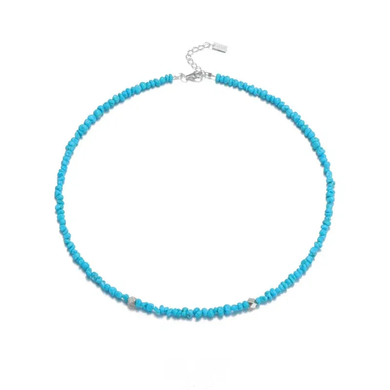 Silver Irregular Turquoise Beaded Necklace - OOAKB