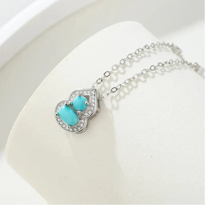 S925 Silver Natural Turquoise Gourd Necklace - OOAKB