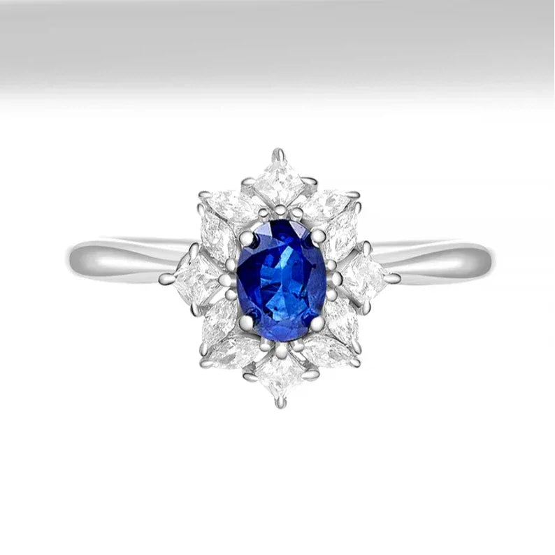 Sapphire S925 Silver Snowflake Shape Ring - OOAKB