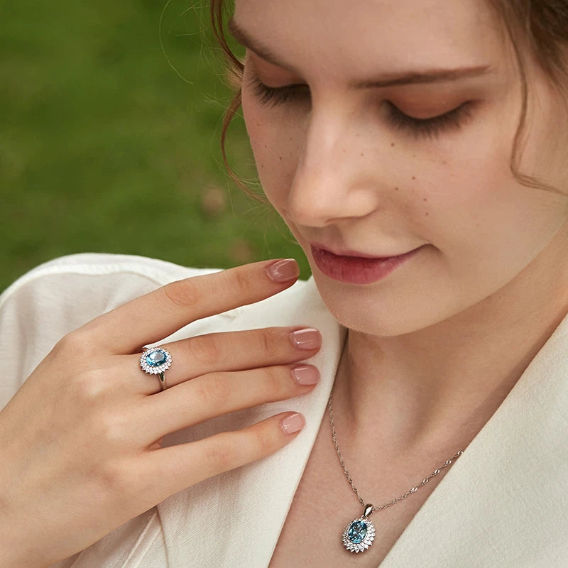 Topaz S925 Silver Gold-Plated Open Ring