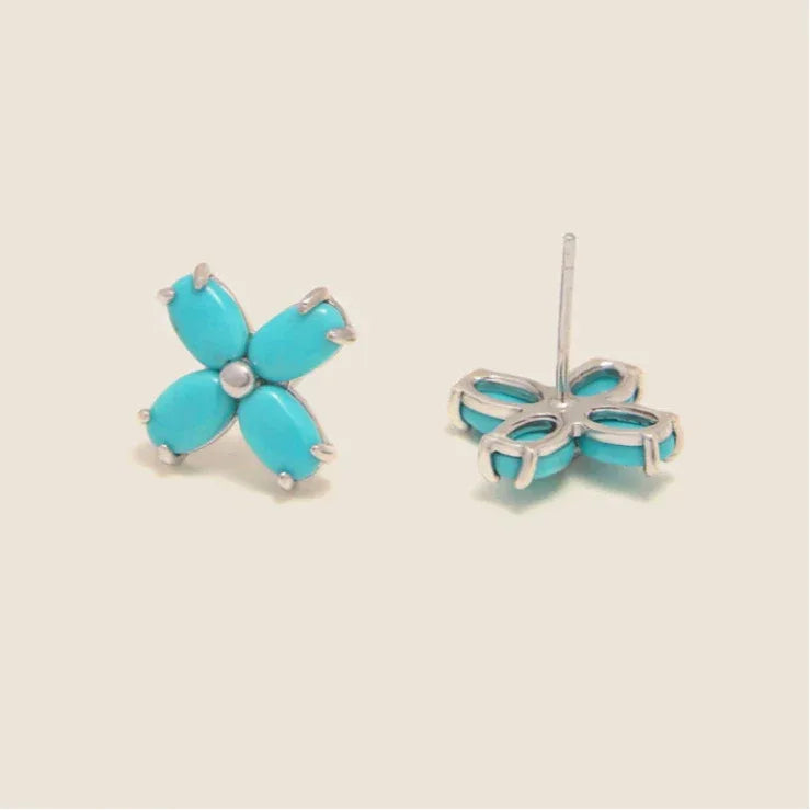 Natural Turquoise Clover Luxury Earrings - OOAKB