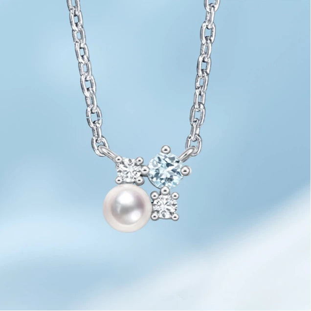 Topaz S925 Silver Saltwater Pearl Necklace
