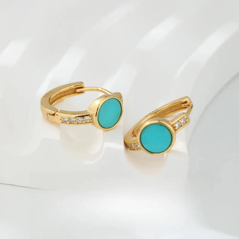 Turquoise Round S925 Silver Ear Cuffs - OOAKB