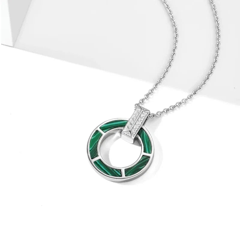 Malachite Round Coin Collar Chain Women's Style - OOAKB