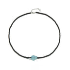 Black Agate Beaded Aquamarine Collarbone Chain