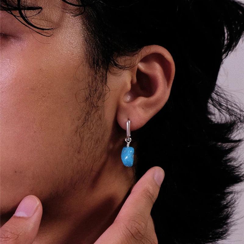Silver Natural Irregular Turquoise Earrings - OOAKB