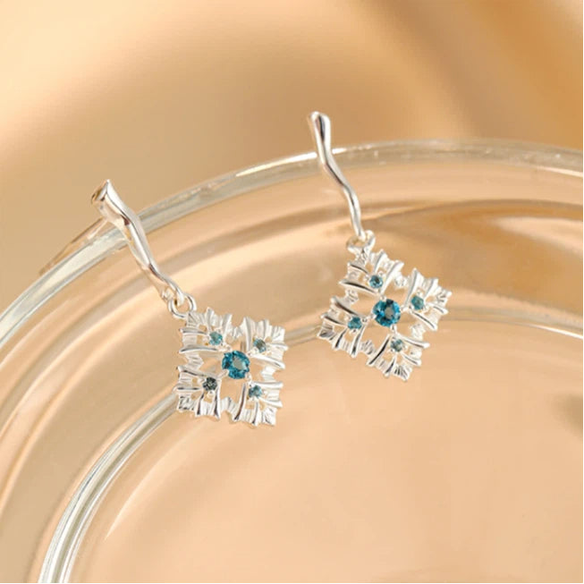 Topaz S925 Silver Snowflake Earrings
