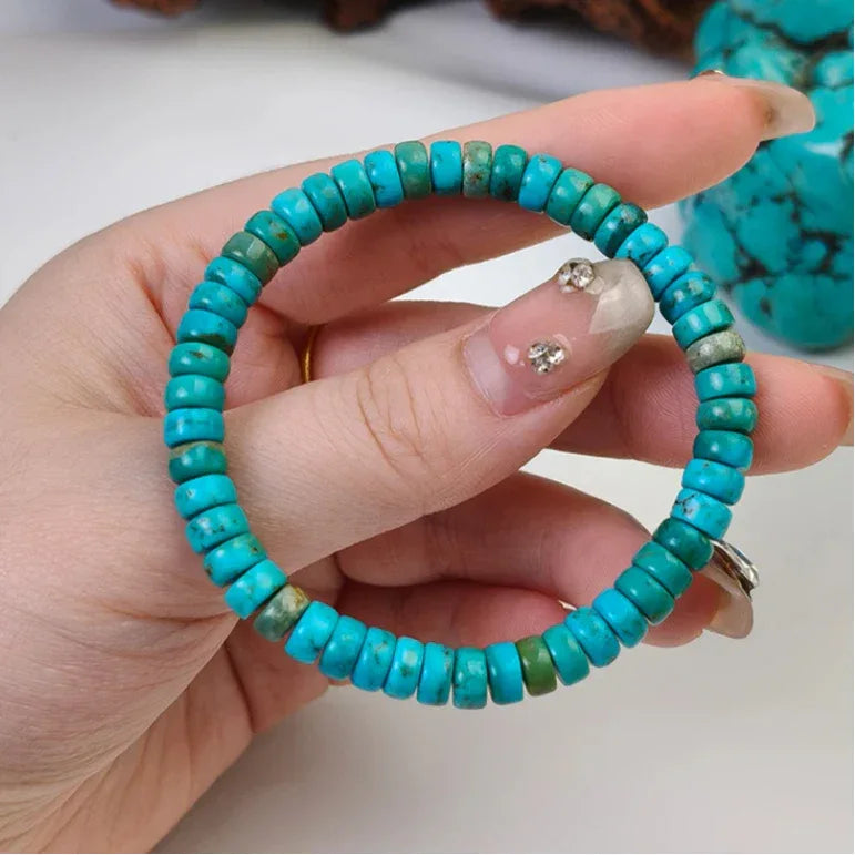 Turquoise Straight-Cut Abacus Bead Bracelet - OOAKB