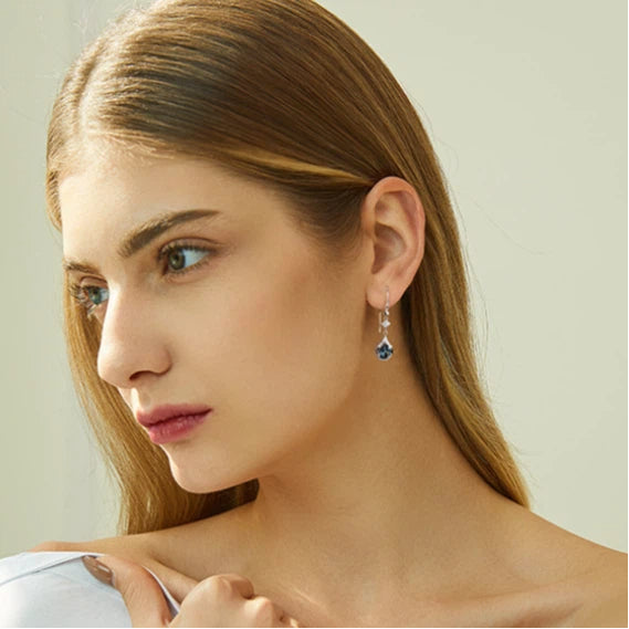 Topaz Teardrop Earrings S925 Silver Women's Style