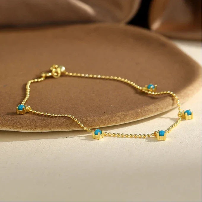 Turquoise Round Bead Starry Sky Bracelet - OOAKB