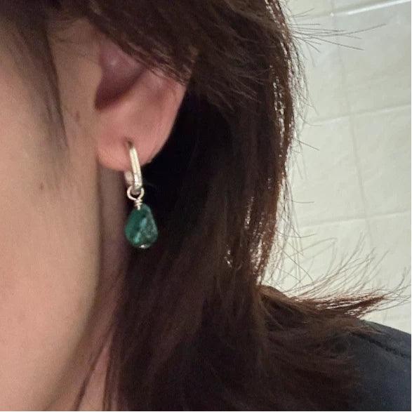 Silver Turquoise Heart Hoop Earrings - OOAKB