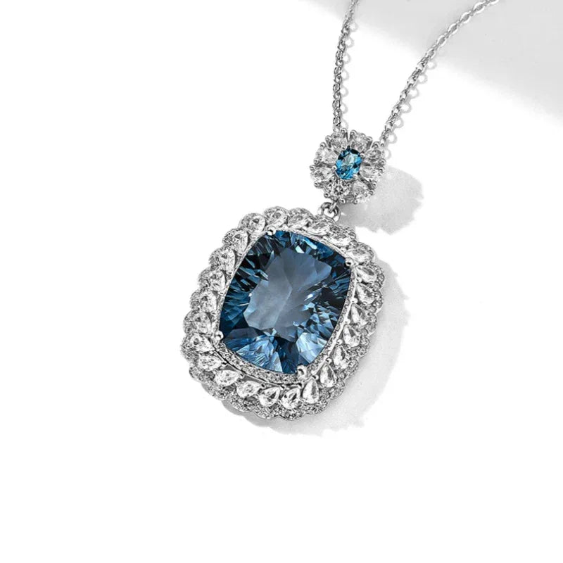 London Blue Natural Topaz Light Luxury Necklace - OOAKB
