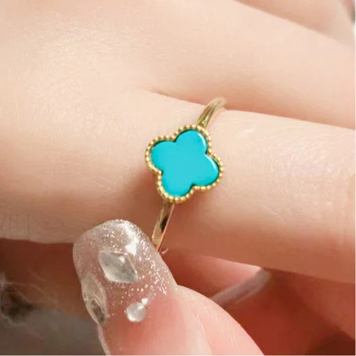 Natural Turquoise Clover Ring - OOAKB