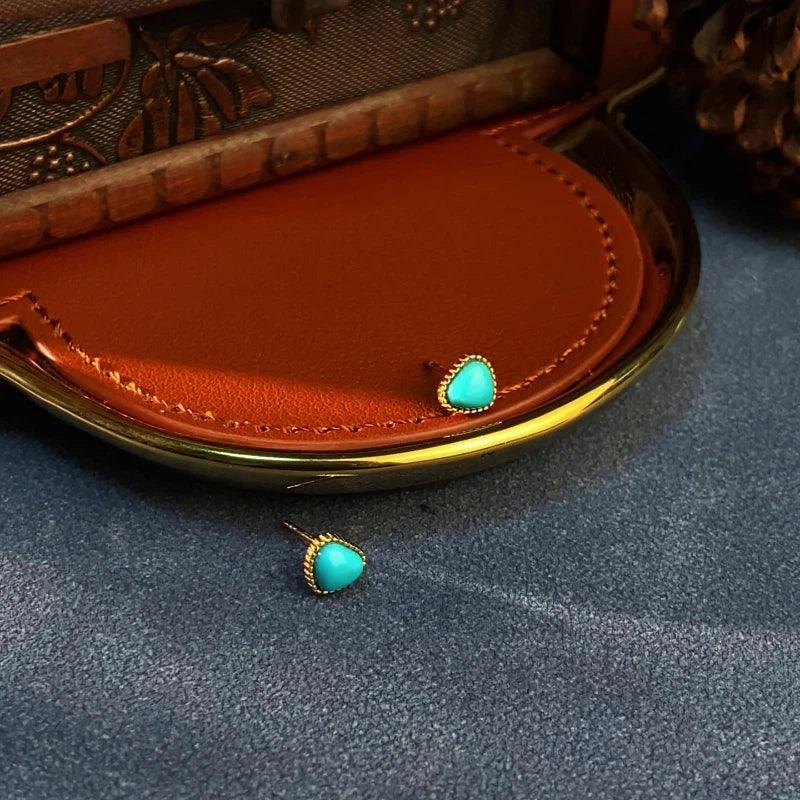 Natural Turquoise Heart-Shaped Earrings - OOAKB