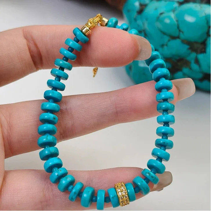Natural Turquoise Straight-Cut Luxury Bracelet - OOAKB