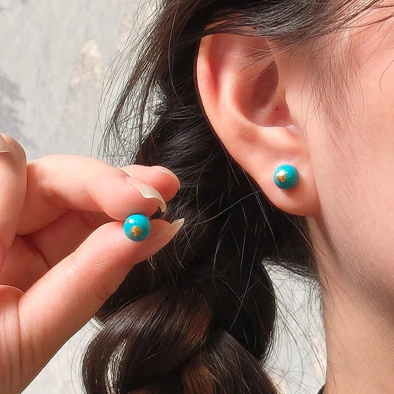Turquoise Small Round Bead Earrings - OOAKB