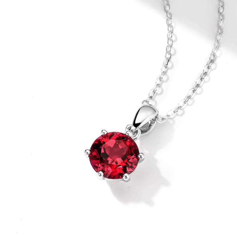 Six-Claw Pigeon Blood Ruby Necklace Women's Style S925 Silver