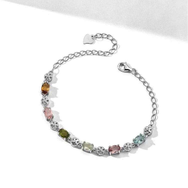 Natural Tourmaline Bracelet S925 Silver - OOAKB