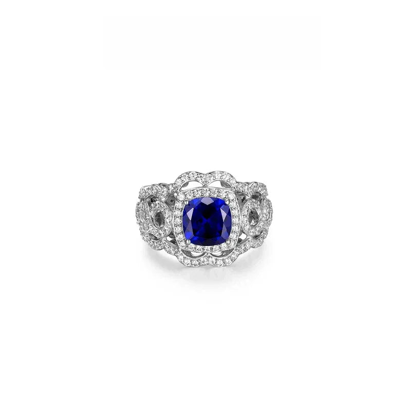 Sapphire S925 Silver Hollow Pattern Ring - OOAKB