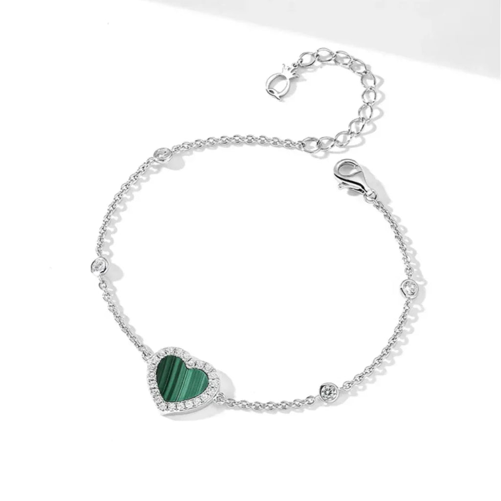 Malachite Heart Bracelet S925 Silver - OOAKB