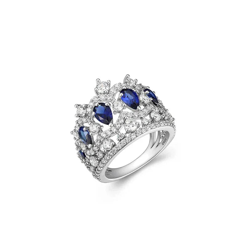 Sapphire Crown Full-Zircon Index Finger Ring - OOAKB