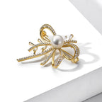 Chanel-style Bowknot Shell Pearl Brooch