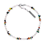 Colorful Natural Stone Bead & Baroque Pearl Necklace