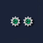 Brilliant Series Emerald Sunflower Earrings
