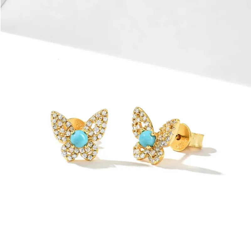 Turquoise Flexible Butterfly Earrings - OOAKB