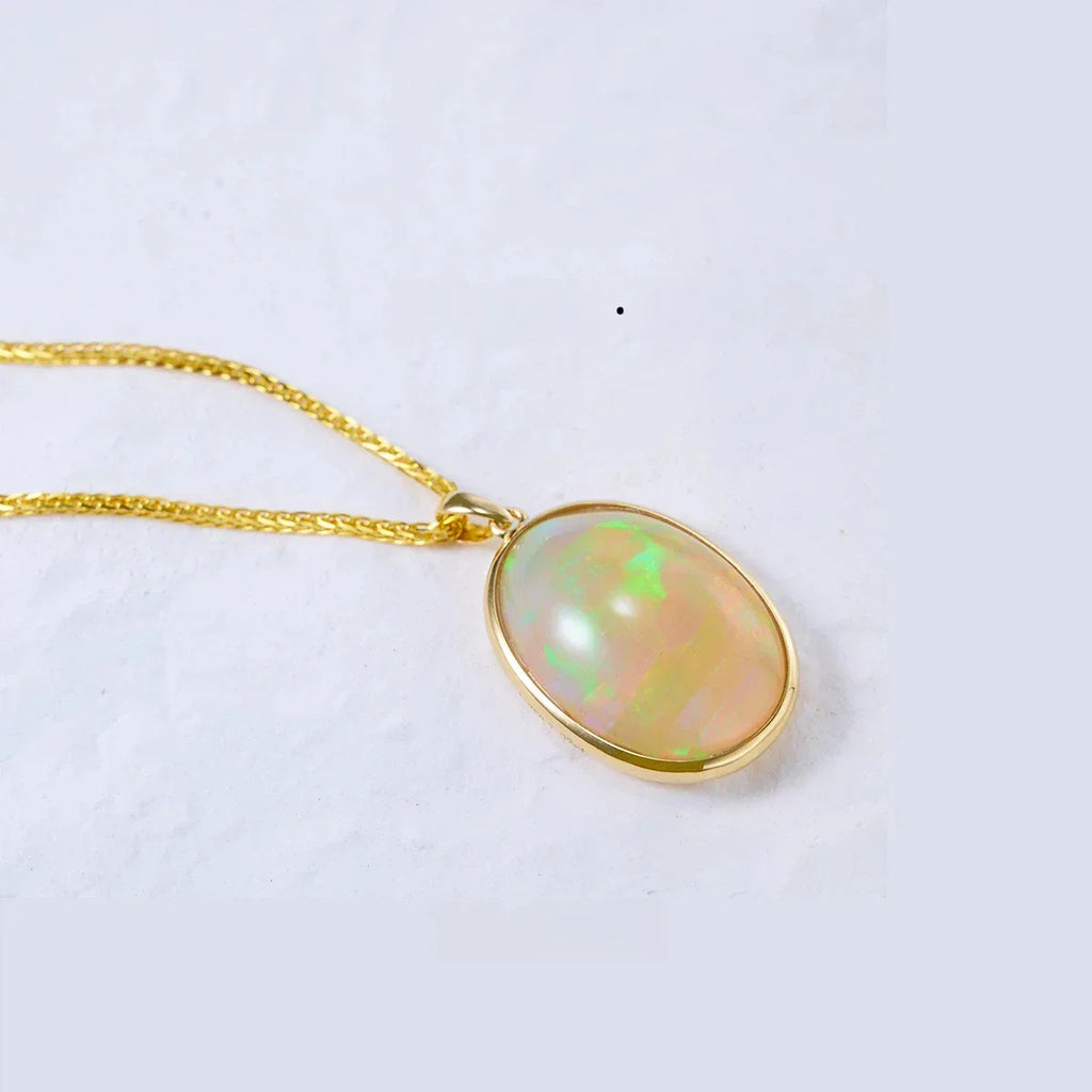 Natural Opal S925 Silver Vintage Necklace - OOAKB