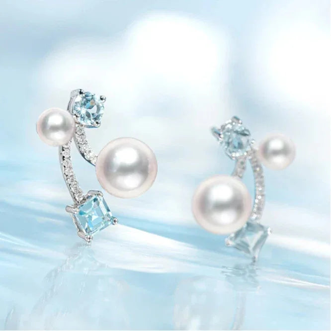 Topaz S925 Silver Saltwater Pearl Earrings - OOAKB