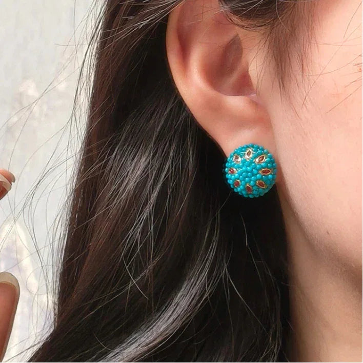 Turquoise Millet Bead S925 Silver Earrings - OOAKB