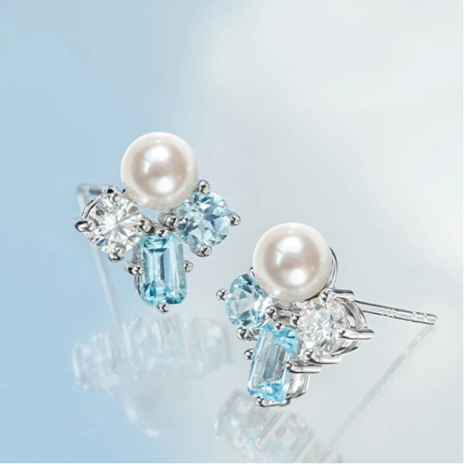 Topaz S925 Silver Saltwater Pearl Island-Style Earrings